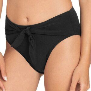 NWT Robin Piccone Ava High-Waist Tie Bikini Bottom | Black | Medium